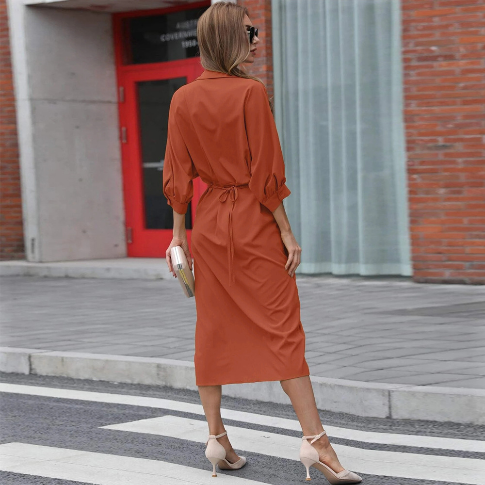 New French Vintage Shirt Dress - Midi Dress ulasan dan harga