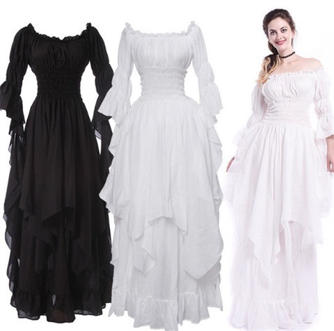 Medieval Dress Retro Off-The-S - Lace Dress ulasan dan harga