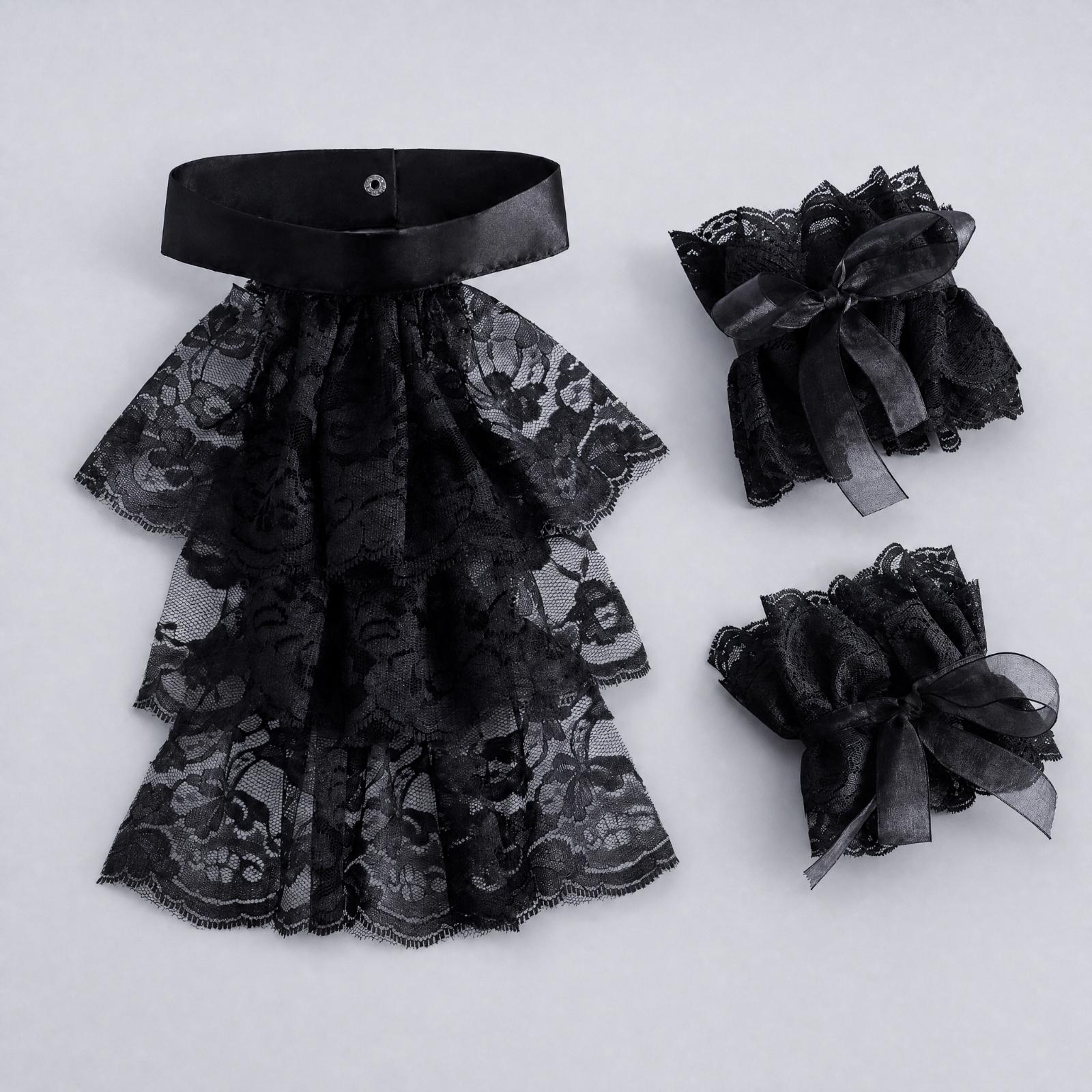 Women Lace Collar Gloves with  - Lace Dress ulasan dan harga