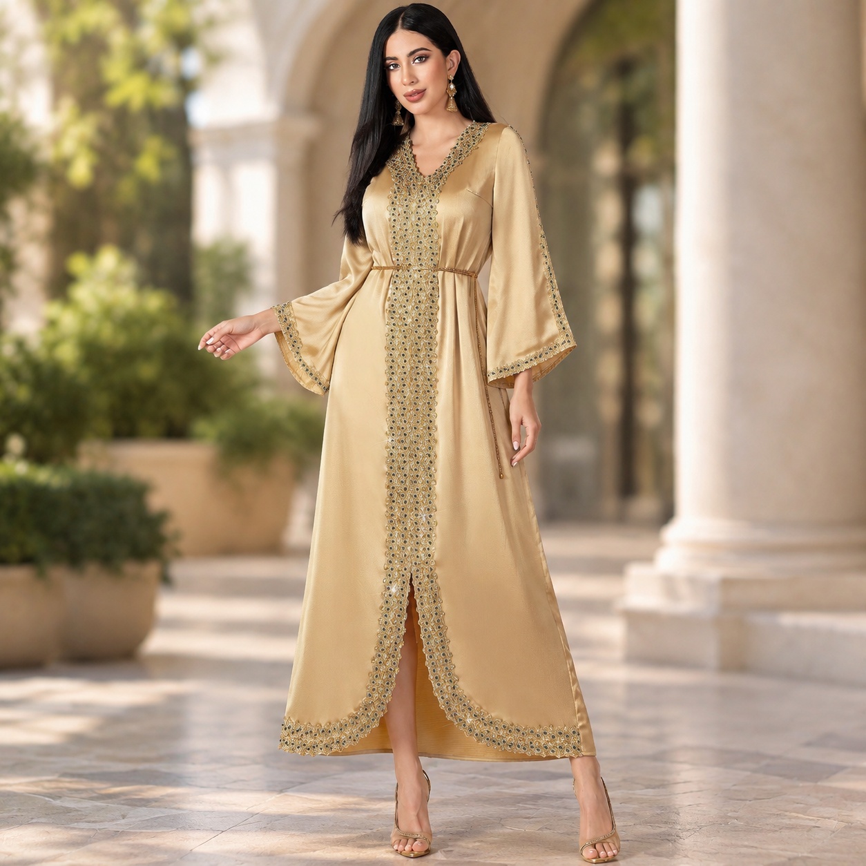 Elegant Rhinestone Embroidery  - Evening Gown ulasan dan harga