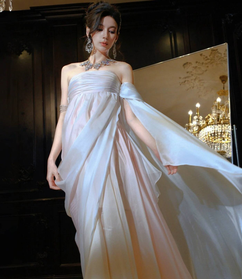 Strapless Flowy Chiffon Evenin - Evening Gown ulasan dan harga