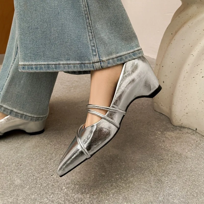Silver leather high-heeled sho - Womens Heels ulasan dan harga
