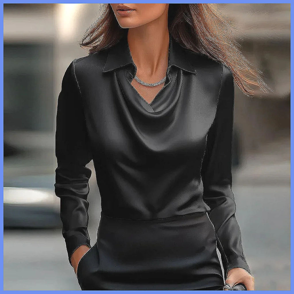 Vintage Satin Blouse Women Lon - Silk Blouse ulasan dan harga