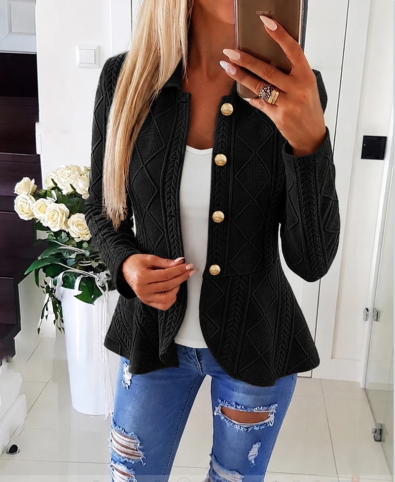 Women Knitted Blazer, Ruffle H - Womens Blazer ulasan dan harga