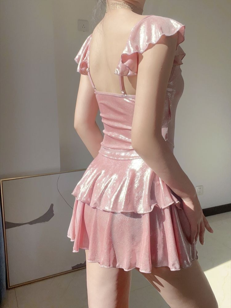 Flattering Shiny Pink Swimwear - Womens Suit ulasan dan harga