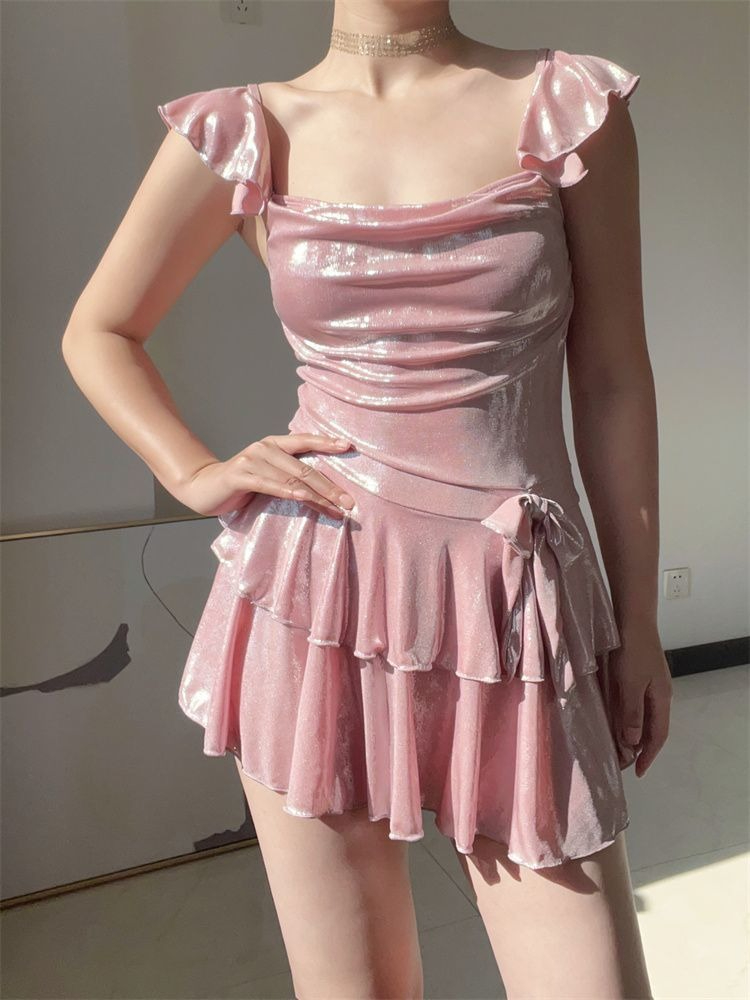 Flattering Shiny Pink Swimwear - Womens Suit ulasan dan harga